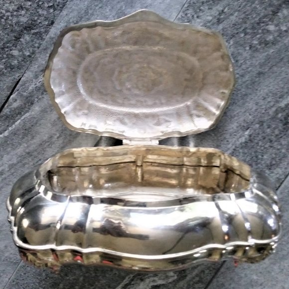 Vintage Vera Lucino Silver Plated Trinket Box - Picture 5 of 7